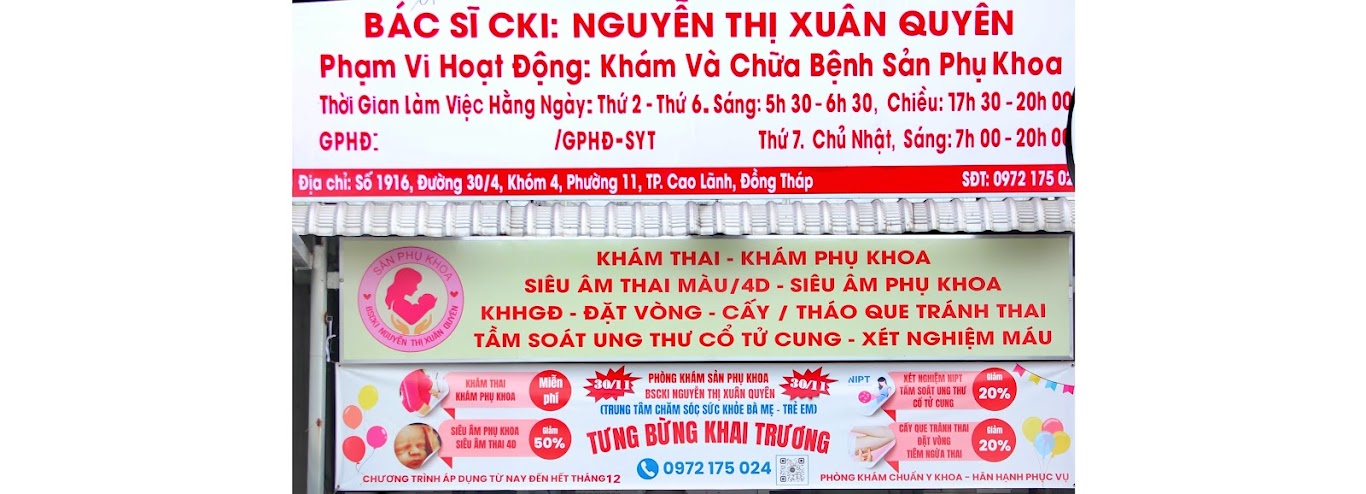 Phòng khám Sản phụ khoa – BSCKI Nguyễn Thị Xuân Quyên
