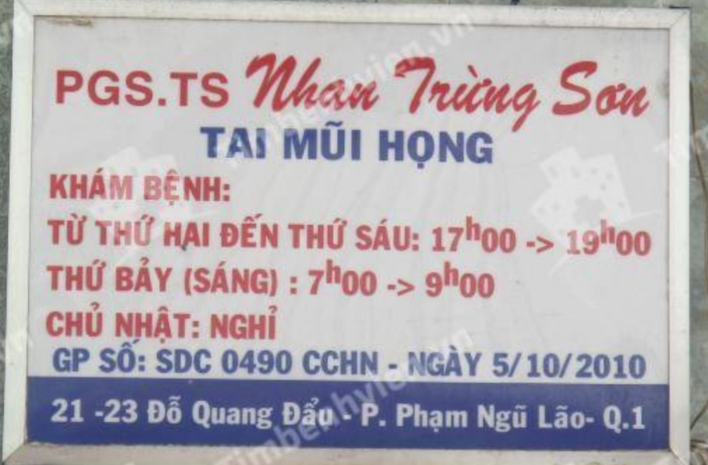 Phòng Khám Chuyên Khoa Tai Mũi Họng – Bs Nhan Trừng Sơn
