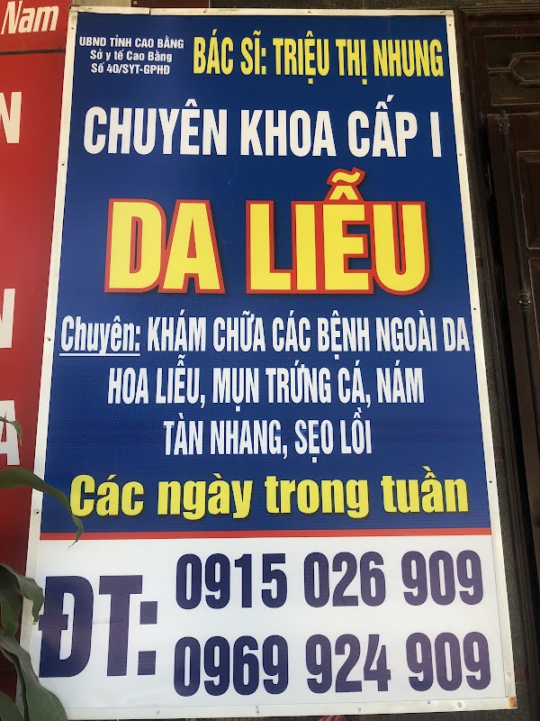 Phòng khám da liễu – bs TRIỆU THỊ NHUNG – ck cấp 1